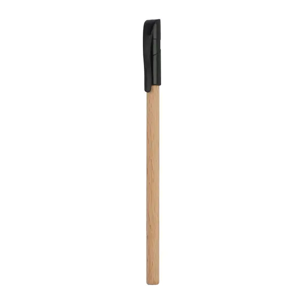 Holzkugelschreiber mit schwarzer Kunststoffkappe
