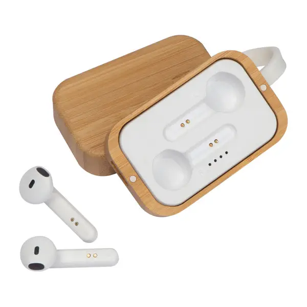 Bluetooth Kopfhörer in einer Bambusbox